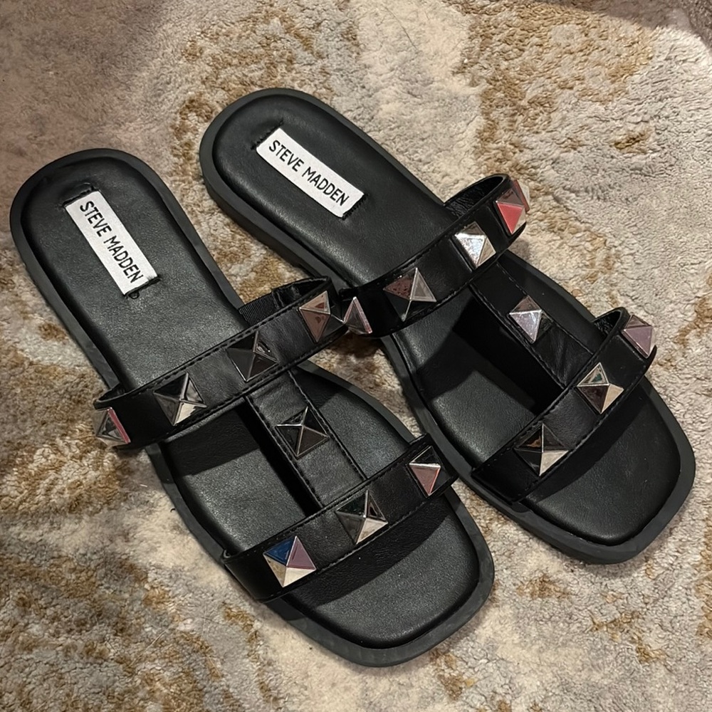 Steve Madden Black Studded Sandals